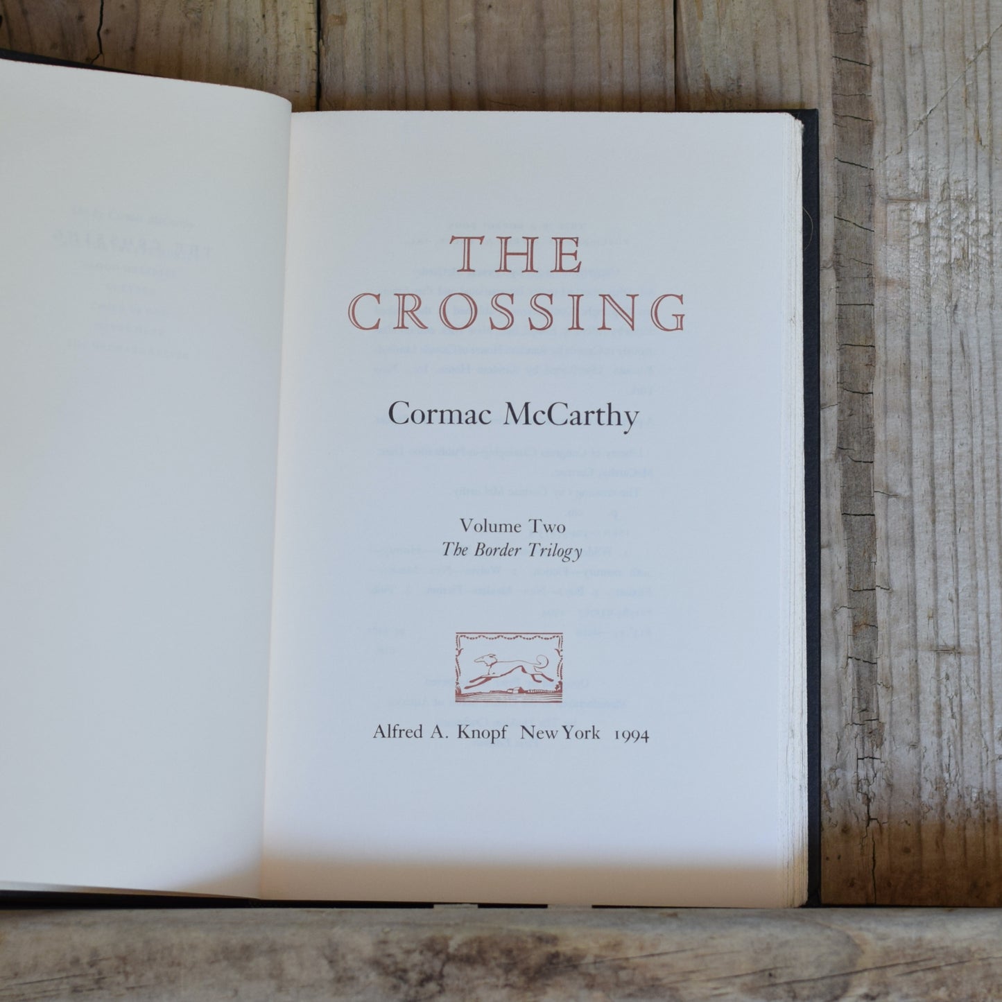 Vintage Fiction Hardback: Cormac McCarthy - The Crossing FIRST EDITION