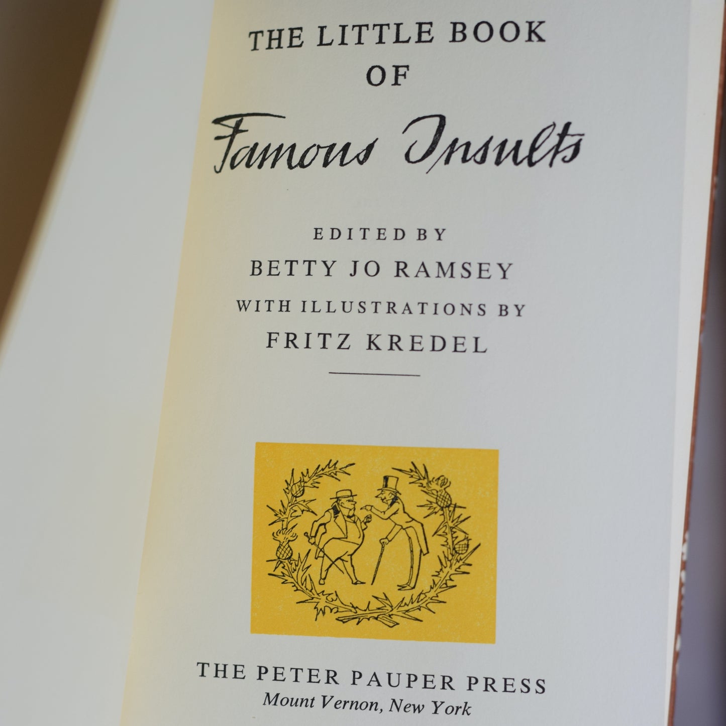 Vintage Hardback Poetry: The little Book of Famous Insults Edited by Betty Jo Ramsey