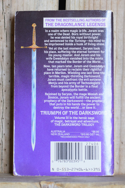 Vintage Fantasy Paperback Novel: Margaret Weis & Tracy Hickman - The Dark Sword Trilogy, Vol III Triumph of the Darksword
