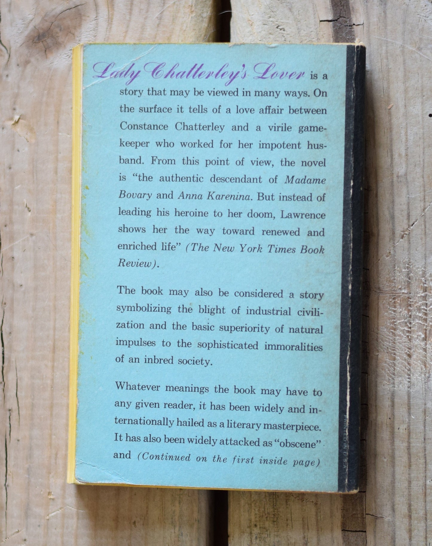 Vintage Fiction Paperback Novel: D H Lawrence - Lady Chatterley's Lover FIRST PRINTING