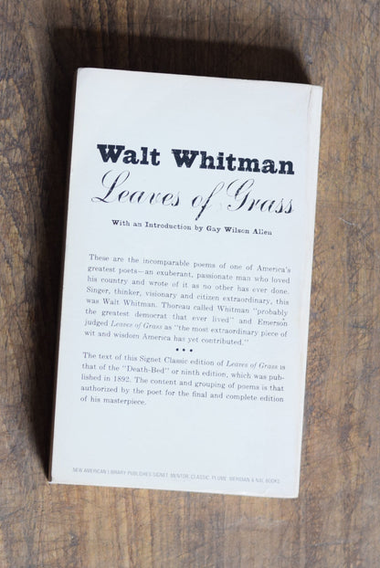 Vintage Fiction Paperback Novel: Walt Whitman - Leaves of Grass