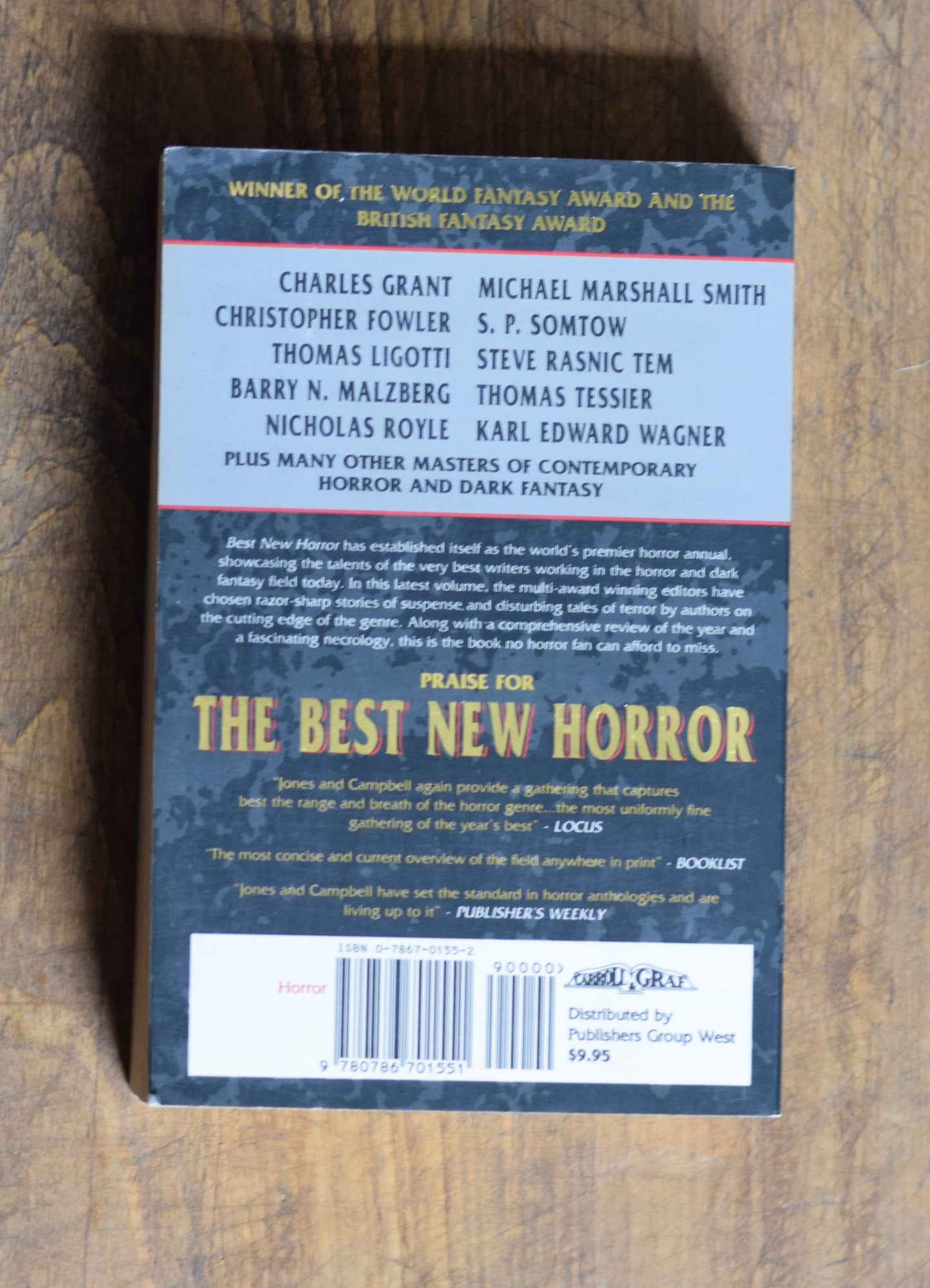 Vintage Horror Paperback: The Best New Horror - Edited by Stephen Jones and Ramsey Campbell FIRST EDITION/PRINTING