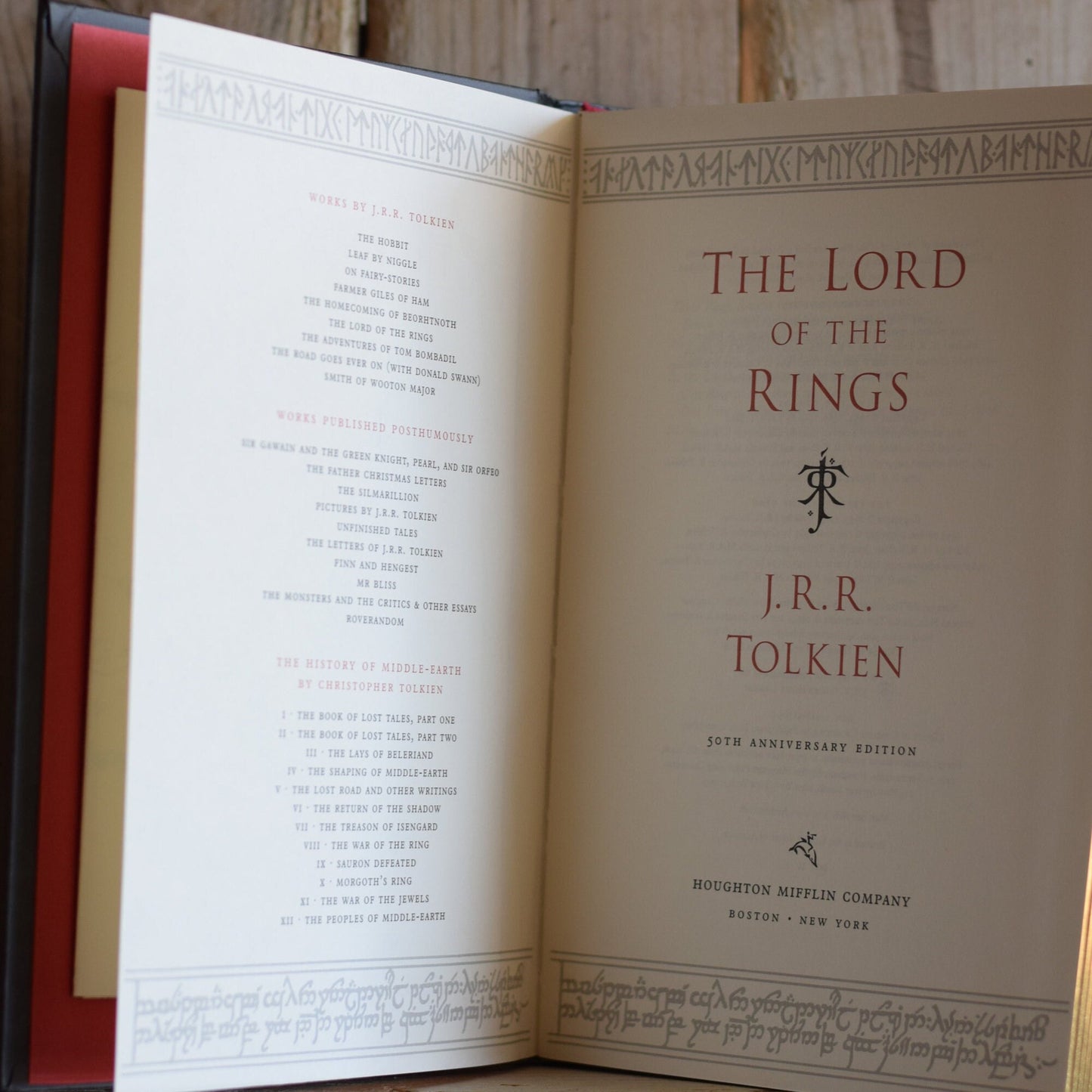 Vintage Fantasy Hardback Novel: JRR Tolkien - The Lord of the Rings 50th Anniversary Edition