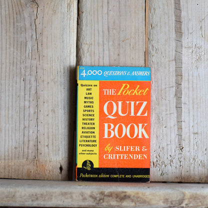Vintage Non-Fiction Paperback: Slifer and Crittenden - The Pocket Quiz Book FIRST PRINTING