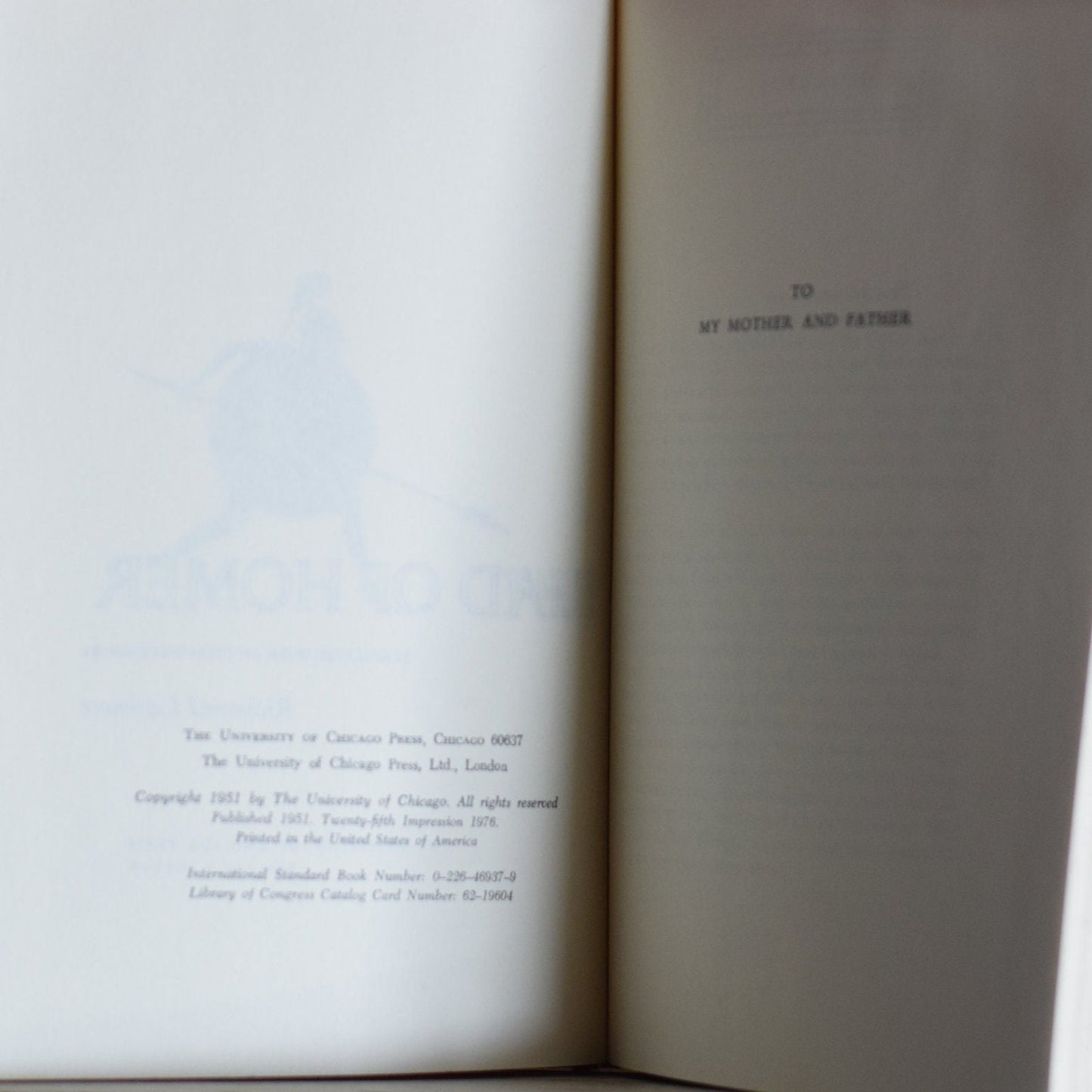 Vintage Fiction Hardback Novel: The Iliad of Homer, Translated by Richmond Lattimore