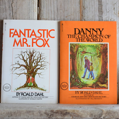 Vintage Childrens Book Set: Roald Dahl - Charlie and the Chocolate Factory, Glass Elevator, Fantastic Mr Fox, Danny Champion of the World
