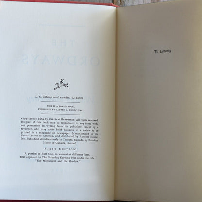 Vintage Fiction Hardback Novel: William Humphrey - The Ordways FIRST EDITION/PRINTING