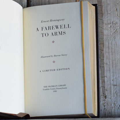 Vintage Fiction Hardback Novel: Ernest Hemingway - A Farewell to Arms FRANKLIN LIBRARY EDITION