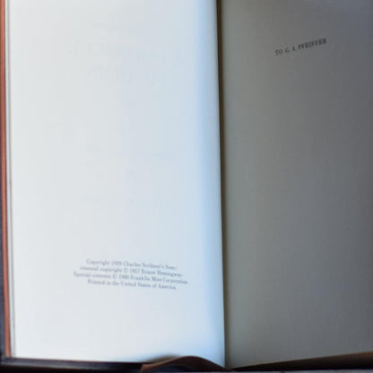 Vintage Fiction Hardback Novel: Ernest Hemingway - A Farewell to Arms FRANKLIN LIBRARY EDITION