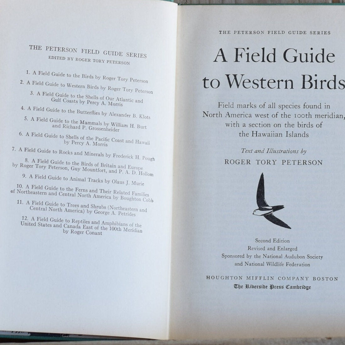 Vintage Non-Fiction Hardback: Roger Tory Peterson - A Field Guide to Western Birds SECOND EDITION 4th PRINTING
