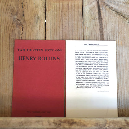 Vintage Poetry Paperback: Henry Rollins - Two Thirteen Sixty One SIGNED THIRD PRESSING